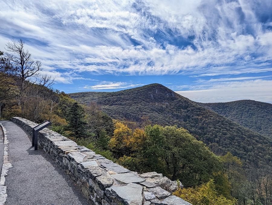 Breathtaking panoramic view from Skyline Drive overlooking the lush Shenandoah Valley in Virginia